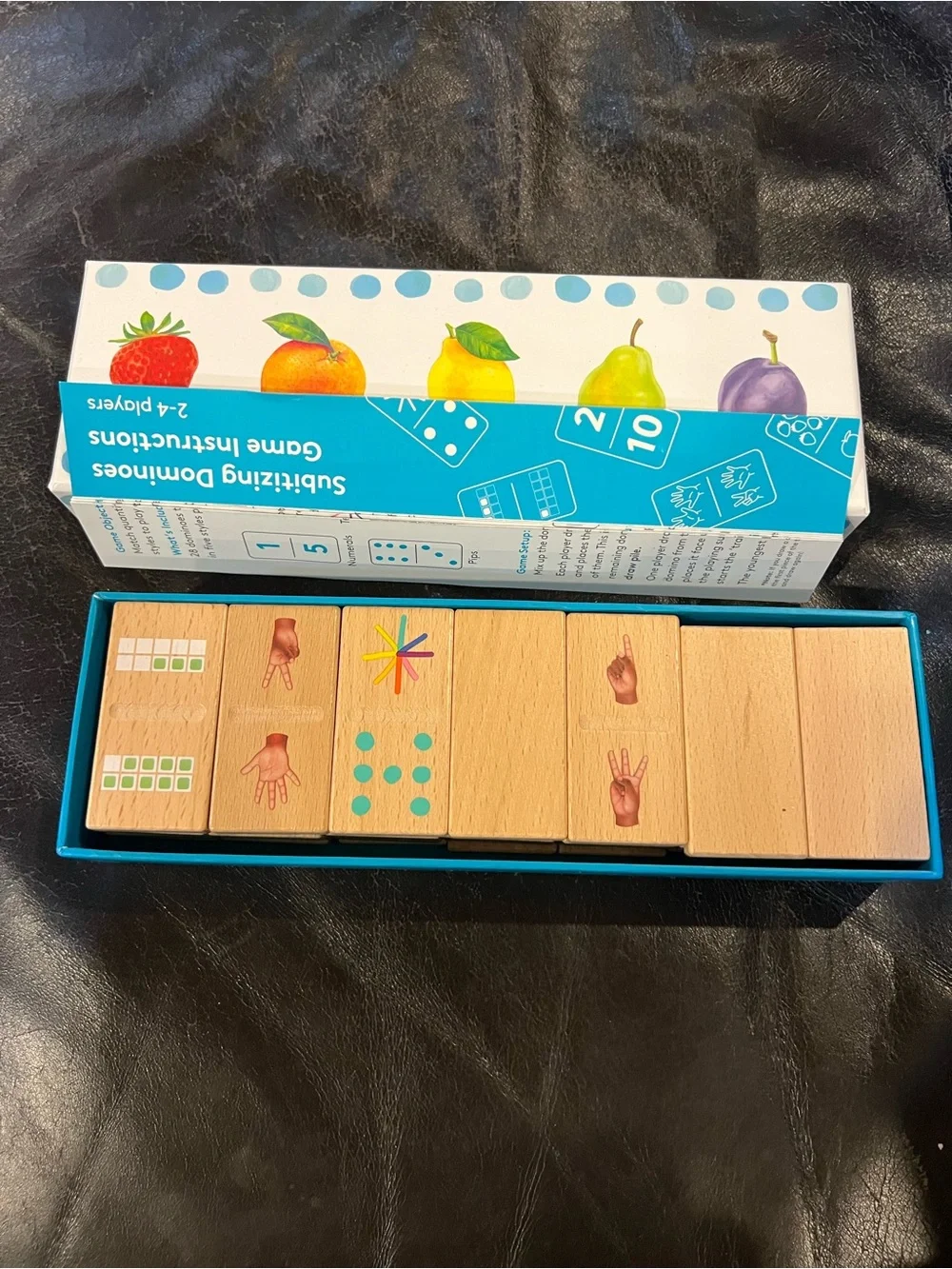 Wooden Subitizing Dominoes Set - Blue Tray